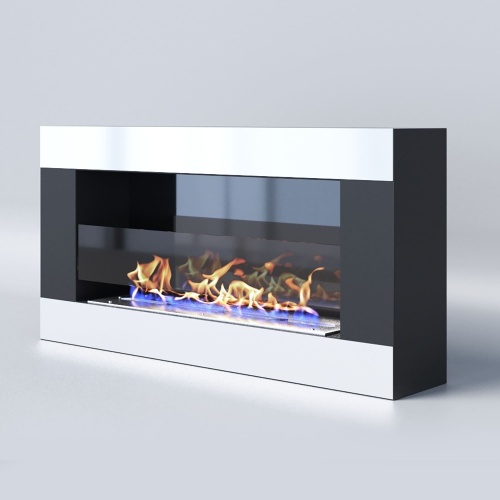 Биокамин "Русский огонь" Модерн 800N настенный (высота 500мм) с декоративным стеклом (стемалитом)