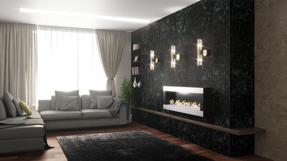 Биокамин "Русский огонь" Модерн 1500N настенный с защитным и декоративным стеклом по цене 66 350 руб.